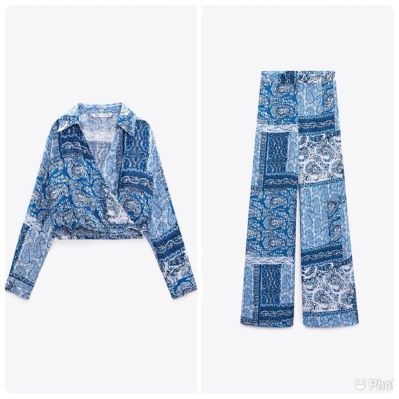 Zara blue printed matching set - Picture 6 of 9